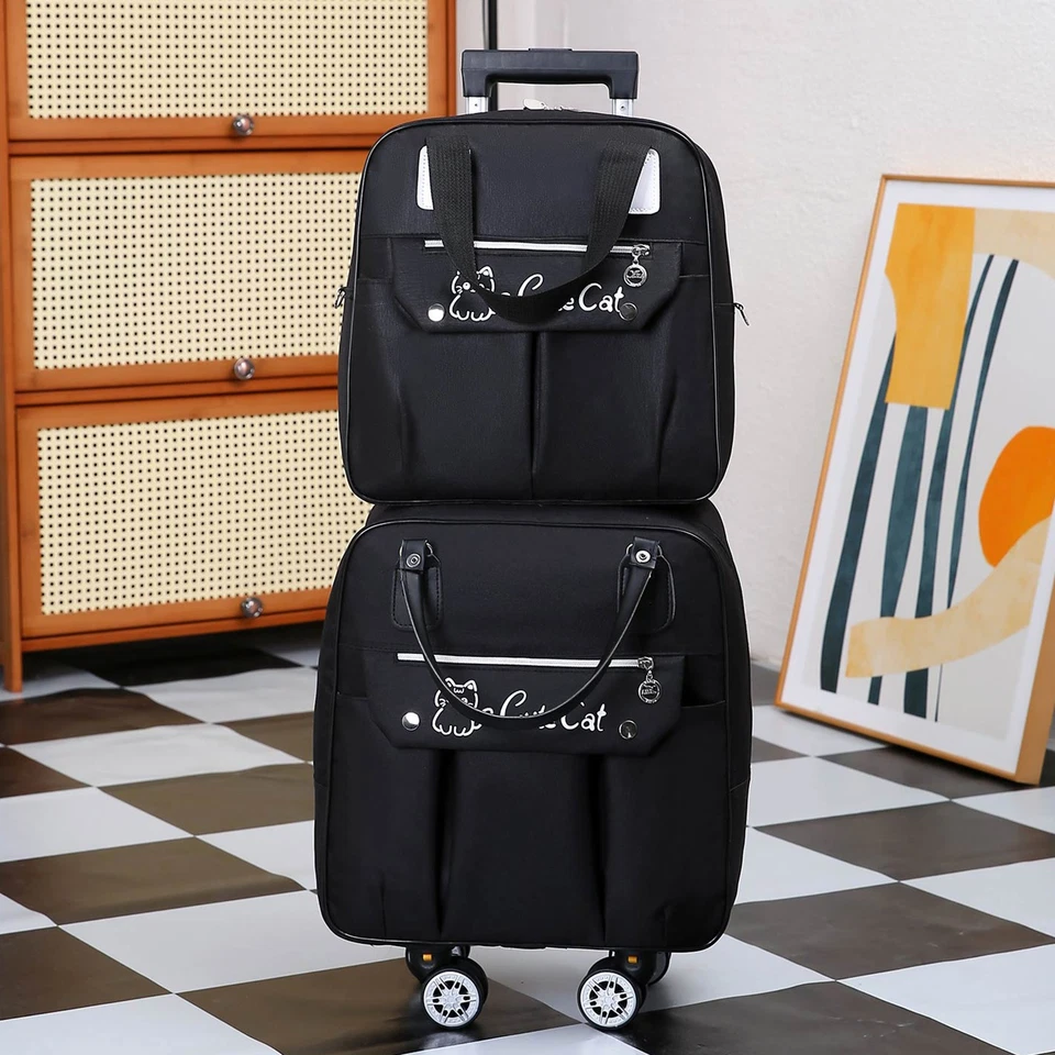 20.5" Wheeled Carry On Underseat Luggage Bag Spinner Foldable Trolley Travel Bag - Image 1 of 4