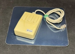 Sun 370-1091 Sun-3 M3 Mouse 3 Button RJ11 Connector, w/370-1368 Metal Mouse Pad - Picture 1 of 18