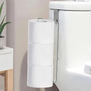 Porta Carta Igienica Argento con 3 Rotoli Riserva Acciaio Inox Montaggio a Parete Over - Foto 1 di 5