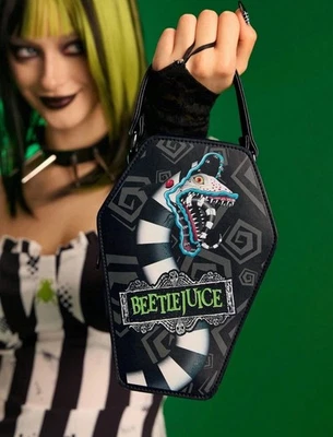 Bolsa tiracolo Tim Burton 9” BEETLEJUICE SAND WORM bolsa de mão HORROR CAIXÃO - Imagem 1 de 4