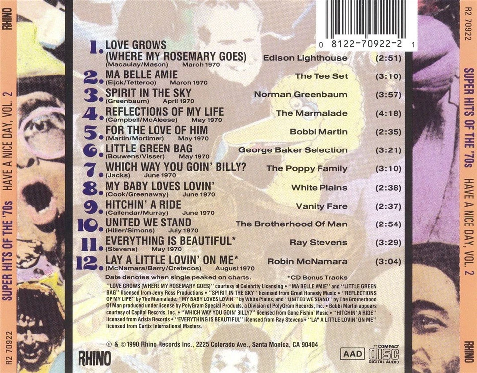 VARIOUS ARTISTS - SUPER HITS OF THE '70S: HAVE A NICE DAY, VOL. 2 NEW CD - Image 1 of 1