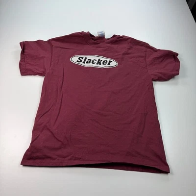 Vintage Slacker Shirt Mens Large Maroon Crew Neck Cotton Knit Casual - Image 1 of 4