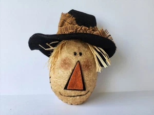 Primitive Felt Scarecrow Face Bowl Filler Ornie Fall Hand Crafted 6-1/2"x3" NEW - Picture 1 of 3