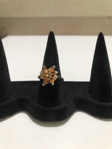 Citrine Gold Orange Floral Design Ring Size 7 - Simulated - Picture 1 of 6