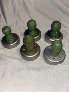 Vintage Metal Biscuit & Doughnut Cutters with Green Wooden Handles Set of 5 - Picture 1 of 9
