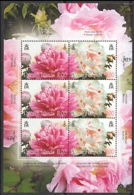 Pitcairn Islands - "PEONY FLOWERS" MNH Sheetlet of 6 stamps 2011 - Image 1 of 4