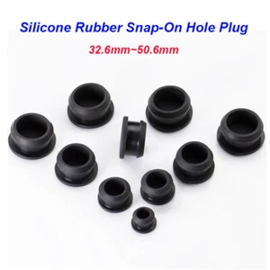 32.6mm-50.6mm Black Snap-On Hole Plug Silicone Rubber End Caps Tube Seal Stopper - Picture 1 of 10