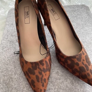 M&S COLLECTION SIZE 7.5 EU 41 BROWN MIX ANIMAL PRINT COURT SHOES BNNB