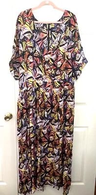 Romans Plus Size Dress 4X 34/36 Boho V-Neck Tie Back Sash Maxi 100% Rayon - Image 1 of 4
