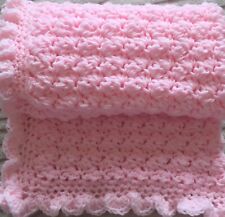 💕Hand crocheted Pretty Pink baby's Warm Chunky blanket /car seat/pram/crib💕