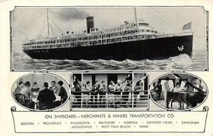 Postal de colección The Queen of Sea Steamer Merchants & Miners Transportation Co - Imagen 1 de 2