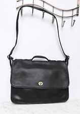 Vtg COACH 5108 USA Black Court Leather Briefcase Crossbody Satchel Bag