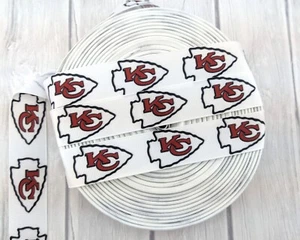 7/8" Chiefs Grosgrain Ribbon, Football Ribbon, Sport Grosgrain Ribbon - Picture 1 of 1