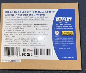 USB 3.1 Gen 1 USB-C to 4k HDMI Adapter with USB-A Hub Port and Charging - Picture 1 of 1