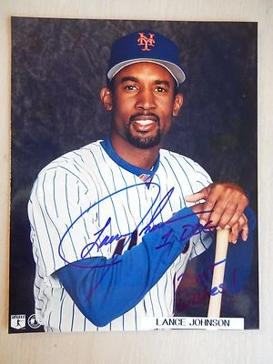 Fotografía autografiada de Lance Johnson de 8" X 10"  Foto 1 de 2