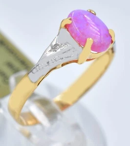 ANILLO DE ÓPALO ROSA Y DIAMANTES GENUINO DE 1,02 quilates de oro macizo de 10K - Valoración gratuita - Nuevo con etiquetas - Imagen 1 de 6
