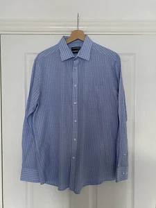Blau und weiß The Collection Debenhams kariertes Herrenhemd - 16 Zoll schmale Passform - Bild 1 von 5