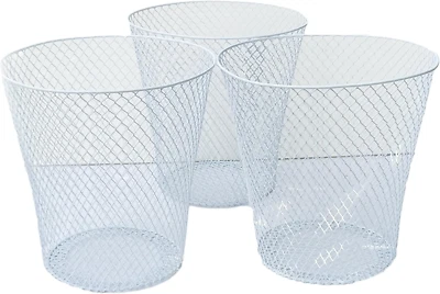 Cesta de basura de malla de alambre blanca sin tapa (paquete de 3), juego de 3 papeleras Foto 1 de 4