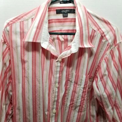 Sean John Classic Fit Long Sleeve Button Down Shirt Men's 2X Pink Stripes - Image 1 of 4