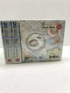 Lot of 3 Punch Studio Beverage Napkins 43216 Seascape (20 Napkins per Set ) - Picture 1 of 2