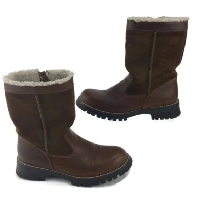 Bass Creek Sherpa Boots Booties Women's 6 B Brown Leather Ankle Mid Calf - Image 1 of 4