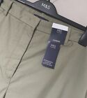 LADIES M&S SIZE 20 LONG KHAKI GREEN SOFT STRETCH CHINOS TROUSERS FREE POST