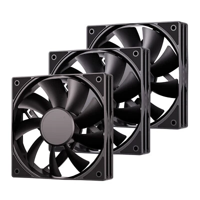 3Pack Black 120mm PC Case Fans High Airflow Low-Noise High Performance Fan Speed - Image 1 of 4