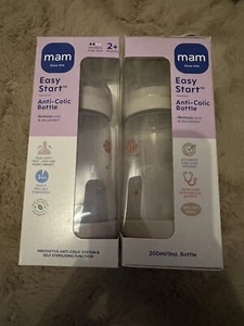2 X MAM Easy Start Self Sterilising Anti-Colic Baby Bottle 260ml Beige New - Picture 1 of 1