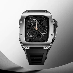 Boîtier de luxe en acier inoxydable pour Apple Watch Series 10 46 mm bracelet en caoutchouc kit - Photo 1/25