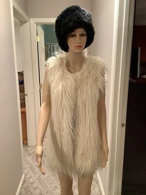 CHALECO TOPSHOP BLANCO IMITACIÓN PIEL PELUDO BOHEMIO MONGOL RAVE PELUDO GLAMOUR TALLA 10 Foto 1 de 4
