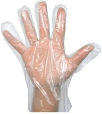 HANDY HOMES 300pk Disposable Plastic Gloves PE Polythene Clear Catering Food Car Safe Prep