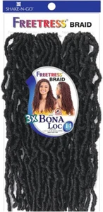 Freetress 3x Bona Loc 18 inch color darkest brown 2# crochet braid woman hair - Picture 1 of 17