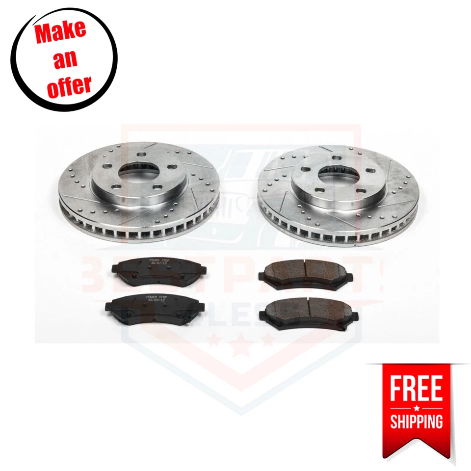 Kit de 5 tacos y discos de freno delanteros Powerstop K2553 para Buick Regal 1997-2004 Foto 1 de 2