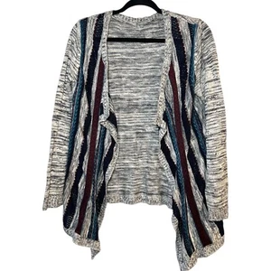 Charlotte Russe Womens Cardigan Open Front Grey Stripe Sweater Aztec Size Large - Picture 1 of 6