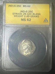 WASHINGTON QUARTER STRUCK ON A "SILVER" DIME PLANCHET 🌟S MINT🌟 U.S. ERROR COIN - Picture 1 of 2