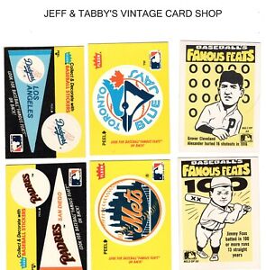 1986 Fleer Famous Feats Baseball Team Stickers / SEE DROP DOWN MENU 4 card u get