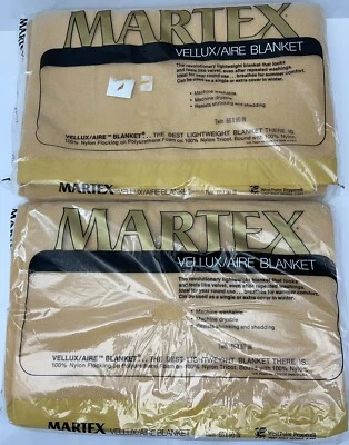 Set Of 2 Martex Vellux Aire Blankets Original Tan Twin Velvety Plush New - Image 1 of 4