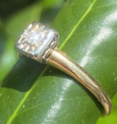 Anillo de diamantes vintage joyería fina patrimonio usado oro 14k talla 7,25 cuadrado Foto 1 de 4