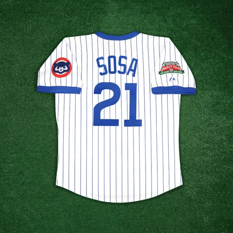 Sammy Sosa Chicago Cubs Men's Home White Wrigley 100th Cooperstown Jersey Cover