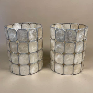 x2 Glass Pearl Cylinder Pendent Ceiling Light Shade Pendant Lampshade Vintage - Picture 1 of 12