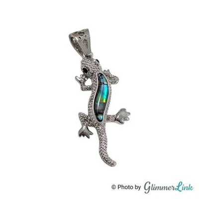 Silver Tone Gecko Pendant With Abalone Shell Inlay - Image 1 of 4