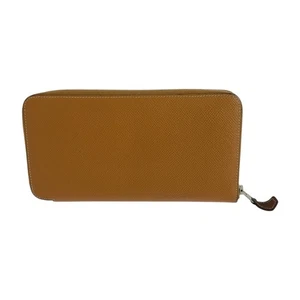 HERMES Azap long silk in purse Zip Around Brown SilverHardware Epsom - Picture 1 of 10