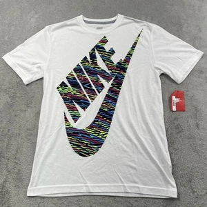 Nike Mens Medium T-Shirt Center Logo Swoosh Just Do It Colorful Graffiti Men - Picture 1 of 8
