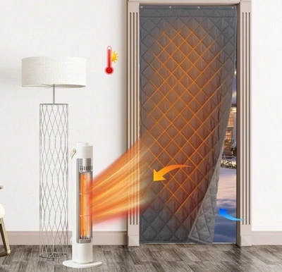 RYB HOME Cortina de Puerta con Insulación Térmica para Invierno, Cubierta de Ventana Cortina Negra Foto 1 de 4