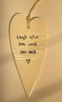 Este de la India Colgante Largo Porcelana Corazón Ríe A menudo Amor Mucho Vivir Bien Foto 1 de 2