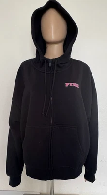 Victoria's Secret PINK  Full Zip Hoodie Sweatshirt Black L - Image 1 of 4
