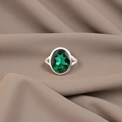 Chrome Diopside Gemstone 925 Sterling Silver Ethnic Jewelry Ring For Engagement - Image 1 of 4