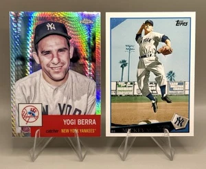 2022 Topps Chrome Platinum Prism Refractor #8 Yogi Berra & 2009 Topps #7 Mantle - Picture 1 of 4