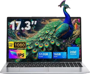 2025 Pc Portatile 17.3 Pollici 16 GB RAM DDR4 512 GB SSD, 4 Nuclei Processore Al - Foto 1 di 12