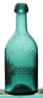 Soda or Ale Bottle, ‘L. Snider / Wheeling’, medium blue green color,